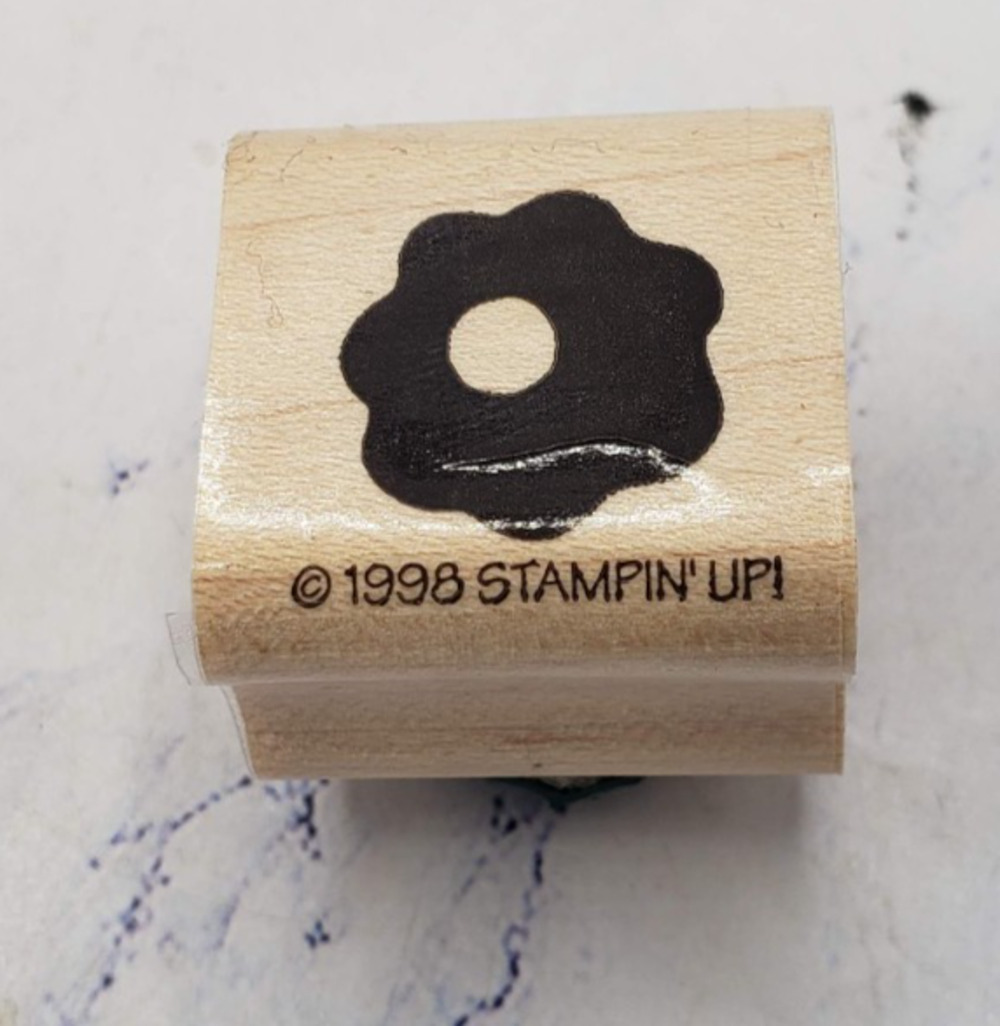 Stampin Up Flower Circle Center Dot Border Card Making Wood Mounted Rubber Stamp